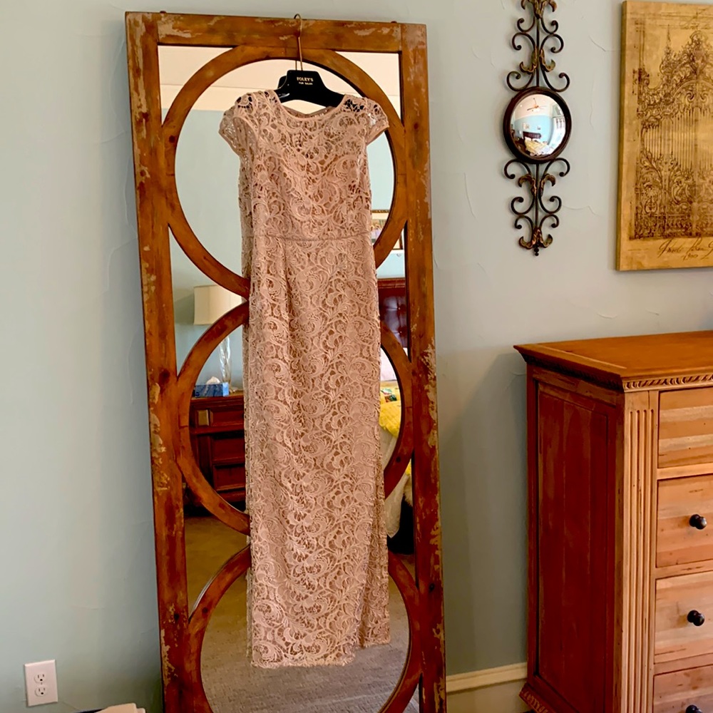 Womens Size 8 Champagne Lace Adrianna Papell Mother of the Bride or Groom Dress
